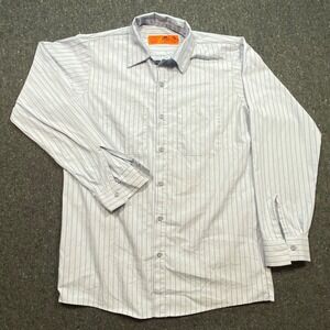 Red Kap Workwear Mens M Blue Pinstripe Long Sleeve Button Up Work Shirt SP10BB